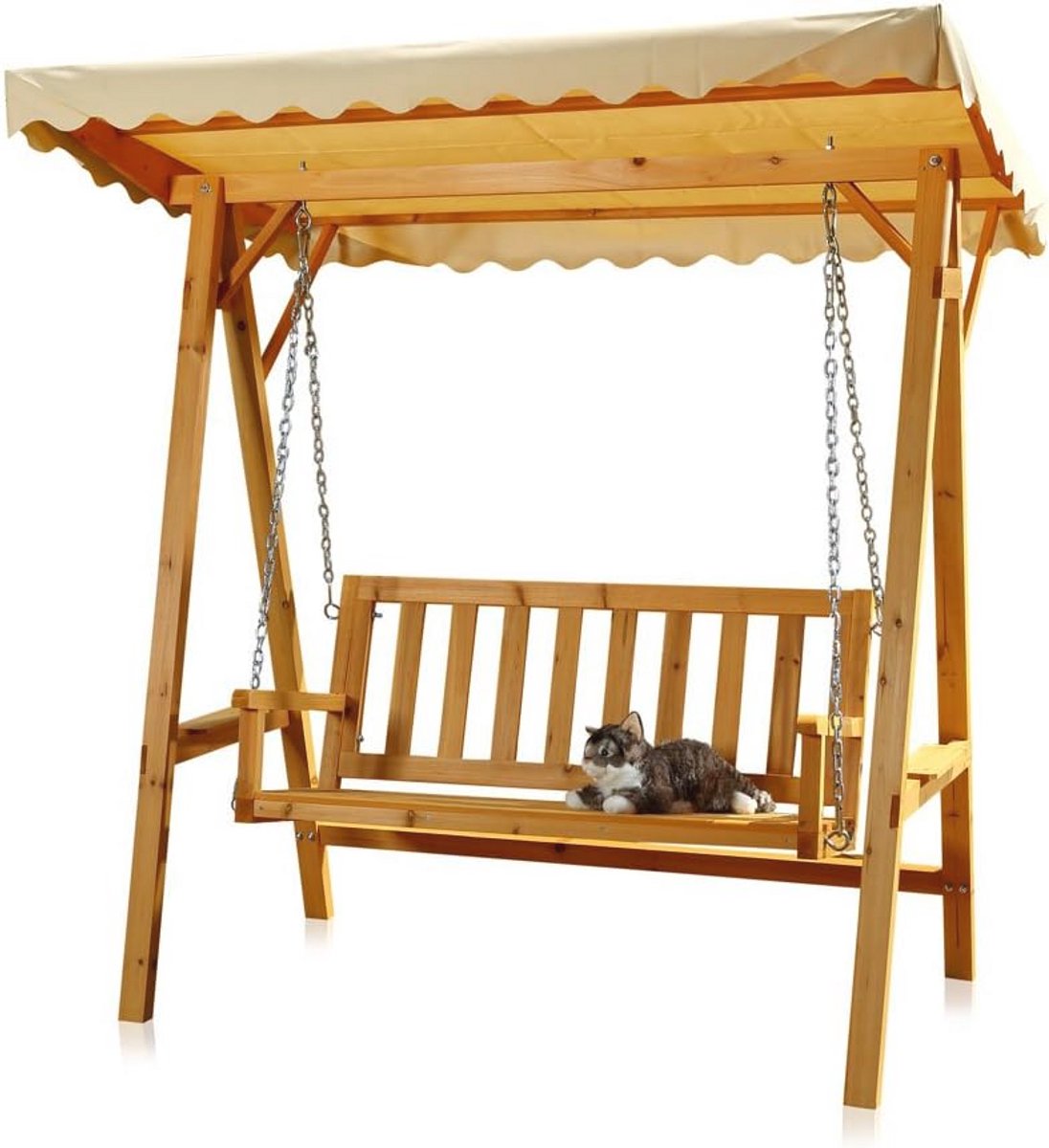 Houten Schommelbank 188 x 161 x 88 cm - Tuinschommel met Zonnedak