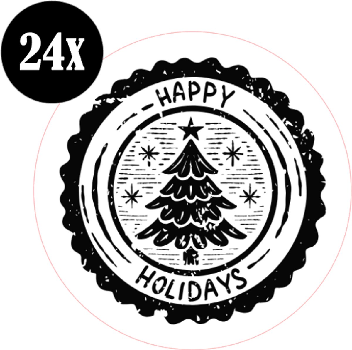 24x sluitstickers - Happy holidays - fijne feestdagen - kerst - Sluitzegel - sticker - kaart - 40 mm - matte sticker - etiketten - cadeau - inpakken