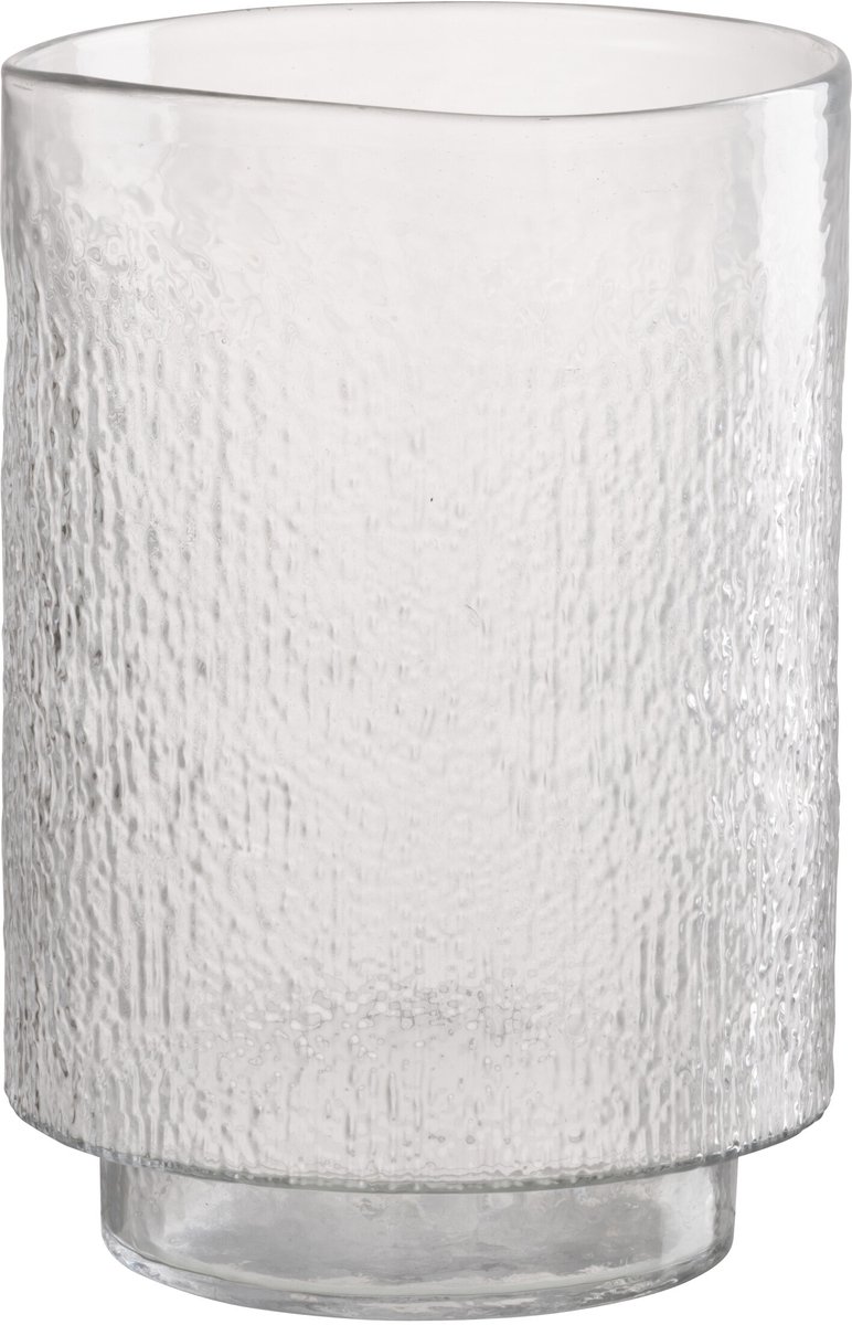 J-Line vaas Cilinder Reliëf - glas - transparant - medium