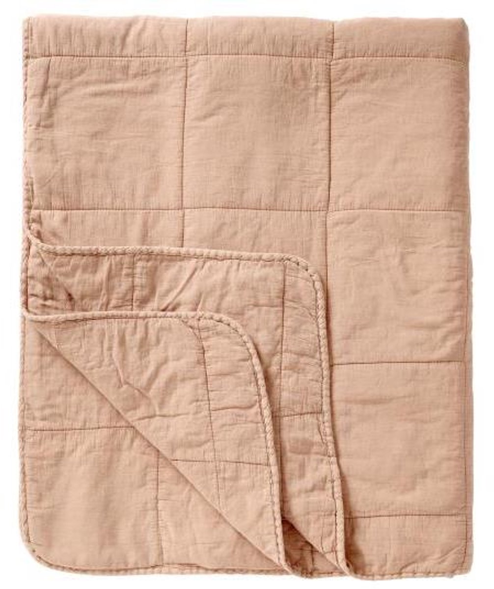 Plaid vintage bedspread, burned rose, 240x240cm