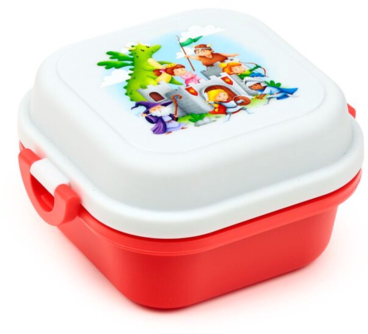 Bento Box - Ridders & Draken - Wit&Rood - Lunchtrommel - 12x12x8cm