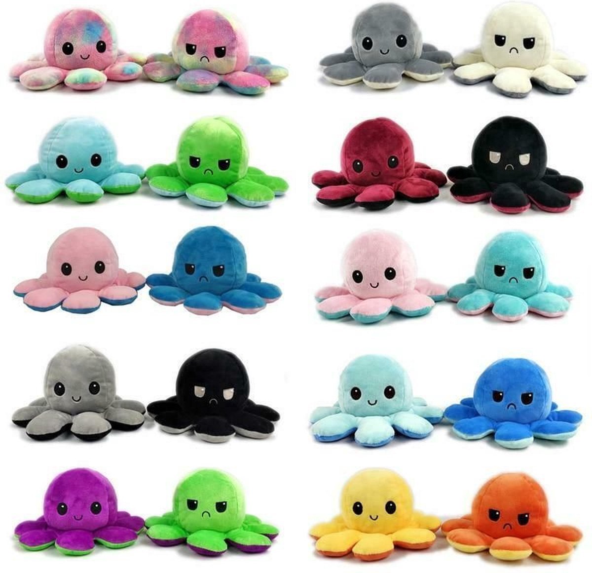 Octopus Mood Pluche Knuffel (Willekeurige Kleur) 15 cm {Inktvis Verwisselbaar Emotie knuffel - Fidget Toys Surprise - TikTok Cadeau inkt vis - Simple Dimple - Speelgoed Jongens Meisjes Kinderen}