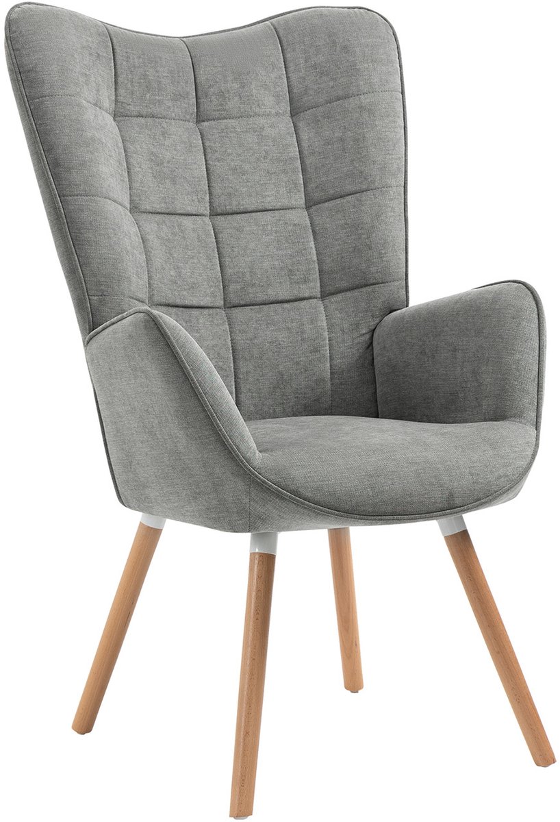 MEUBLES COSY FUNKEL - Scandinavische fauteuil - Grijs zacht stof
