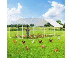 Kippenren 3×6×2 m - Verzinkt Staal - Buitenhok voor Kippen - Dierenren met Slot - Voor Konijnen - Vogels - Kleine Huisdieren