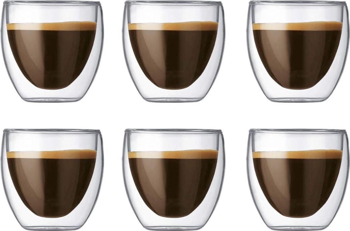 Majestix Dubbelwandige Glazen - Set van 6 glazen - 250 ML - Isolerende Thermoglazen - Latte Macchiato - Cappuccino - Espresso - Koffie - Thee - Koude dranken
