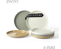 Dinerborden set van 6 (Ø21cm / 8inch), Ontbijtborden, Pastaborden, Dessertborden, serviesset 6 persoons, Geschikt voor Restaurants, Horeca, Feest, Familiefeesten, Banketten en Picknicks, Magnetron-vaatwasserbestendig, Keramiek