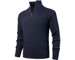Gebreide Herentrui met 1/4 Rits - Warme Slim Fit Kabeltrui