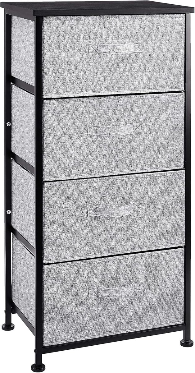 Famanu - Stoffen kastorganizer met 4 lades, zwarte uitvoering, ideaal voor kleding en accessoires