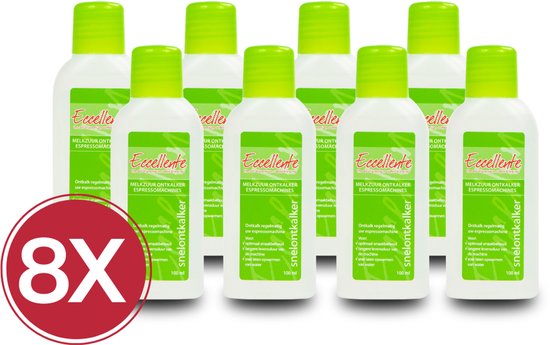 8x Eccellente Ontkalker voor Koffiemachines - Goed voor 8 ontkalkingsbeurten - Melkzuur ontkalker - Geschikt voor volautomatische koffiemachines en koffiecupmachines