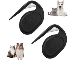 2 stuks - Huisdierkam - Ontklitkam voor honden - Ontwarrende kam - Ontharingsborstel - Verzorgingstool - Ontharingstool - Klein en handig - Verwijdert klitten - Zwart - 6,7*4*0,5 cm - Geschikt voor huisdieren met lang en middellang haar