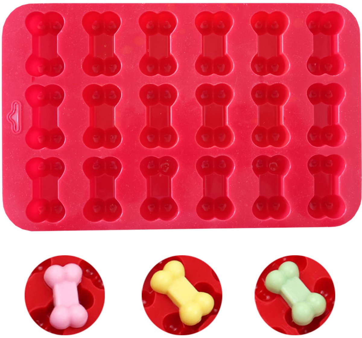 Twee cakevormen - koekjesvormen - 18 vakjes - geschikt voor chocolade en gebak - oven- en koelkastbestendig, afmetingen 22,9 x 14,4 x 1,4 cm, rood en paars