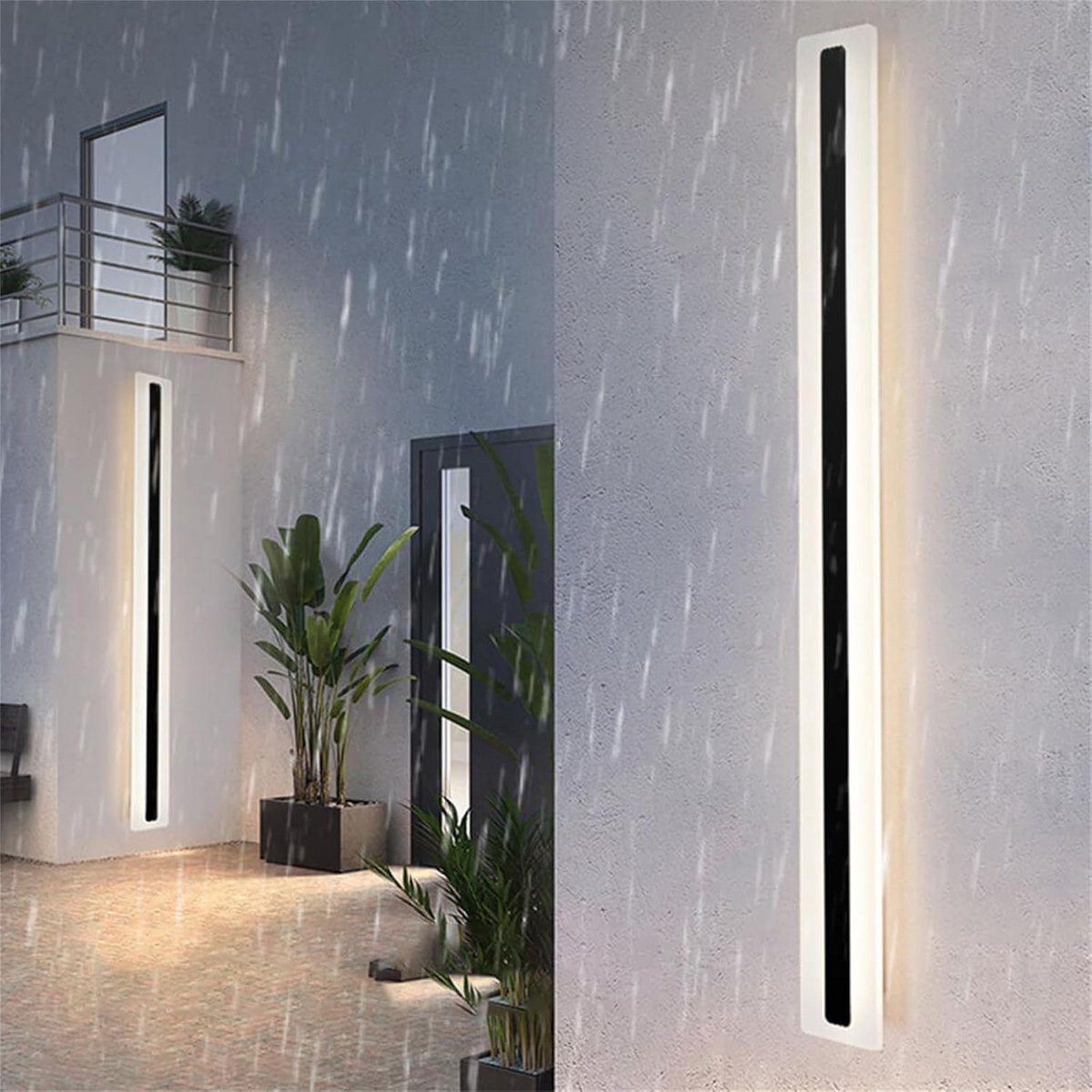 Lange LED Wandlamp Dimbare Buiten Binnen Zwart met Afstandsbediening IP65