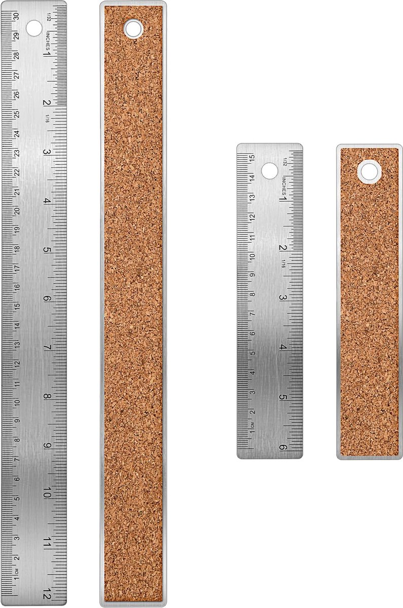 IMPERATORIS® Stalen liniaal - Liniaal Recht met Maatverdeling - Lengte 15 cm en 30 cm - Meetlatten - Ideaal voor School Jongens en Meisjes en voor op Kantoor Supplies - 2 Stuks - veelkleurig