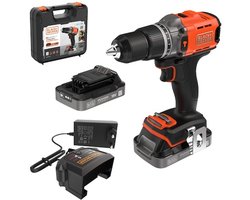 BLACK+DECKER Gereedschap - 18V ACCU-klopboor-/schroefmachine, 2x accu 2,0 Ah, Li-Ion, lader BCD383D2XK-QW