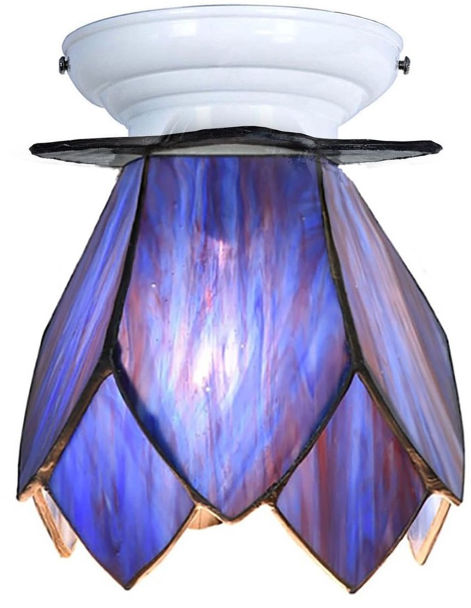 Tiffany plafonnière wit met ''Blue Lotus'' - Art Deco Trade