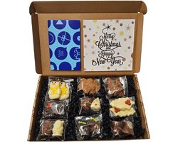 Kerst Chocolade Proeverij Pakket Deluxe - BOL | Wenskaart Merry Christmas & Happy New Year | BOL cadeaubon ter waarde van 10 euro | Mystery Card met zelfgemaakte persoonlijke online boodschap | Kerstpakket | Kerstbox | Brievenbuspakket | Chocoladebox