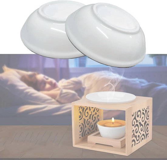 Onlvmyur 2 stuks vervangende kom geurlamp keramiek geurlamp vervangend glas vervangende olieverwarmer kom ronde olieverwarmer kom voor oliebrander diverse geuroliën (9,8cm