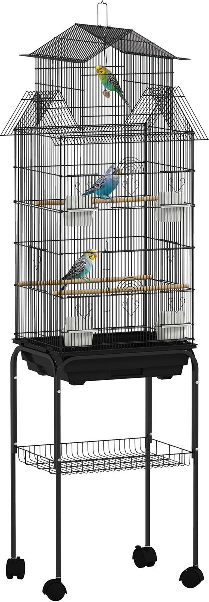 PawHut Vogelkooi - Staal - 50,5x41x163cm - Zwart
