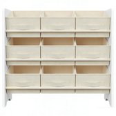 Opbergrek Opbergplank Boekenrek Speelgoedrek 62,5 x 29,5 x 60 cm Wit Beige Met Handgreep 9 Uitneembare Non Woven Dozen Efficiënt Ruimtegebruik Voor Kinderkamer Speelkamer Dagopvang School