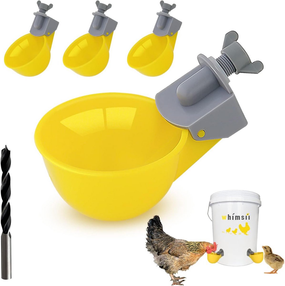Automatische Drinkbak - Gevogelte Water - Zelfvoorzienend Water - Drijvende Klep Systeem - 4 Stuks - Wit