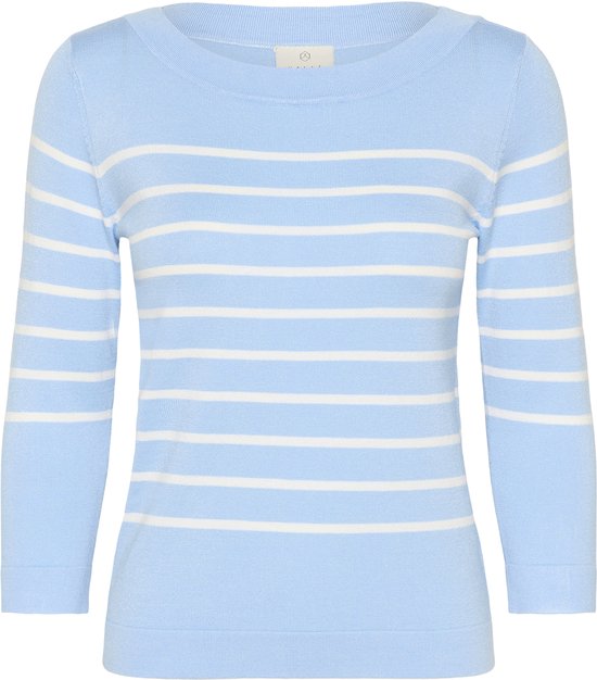 Kaffe KAlizza boatneck pullover Dames Trui - Powder Blue W. Chalk Stripe