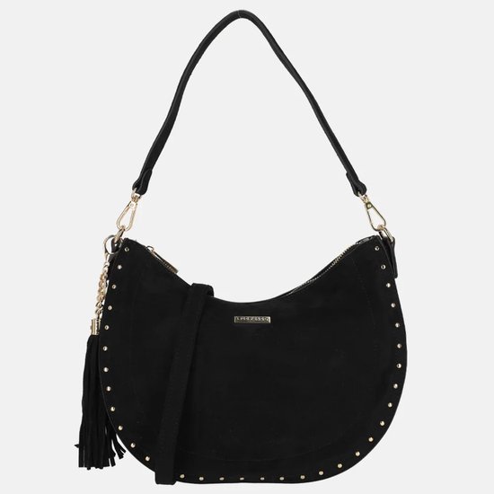 Sac à Main Noir Élégant Avec Studs Et Œillets - Grand Format 40x27x14cm, Bandoulière Réglable