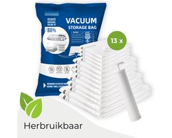 Altoura® Vacuumzakken Kleding & Dekbedden - Set voor Thuis - 13 stuks / 4 maten - Incl. Handpomp & Sluitclip - Herbruikbaar - Reiszakken voor koffer - Vacuum Opbergzakken - Compressiezakken - Vacuum Bags