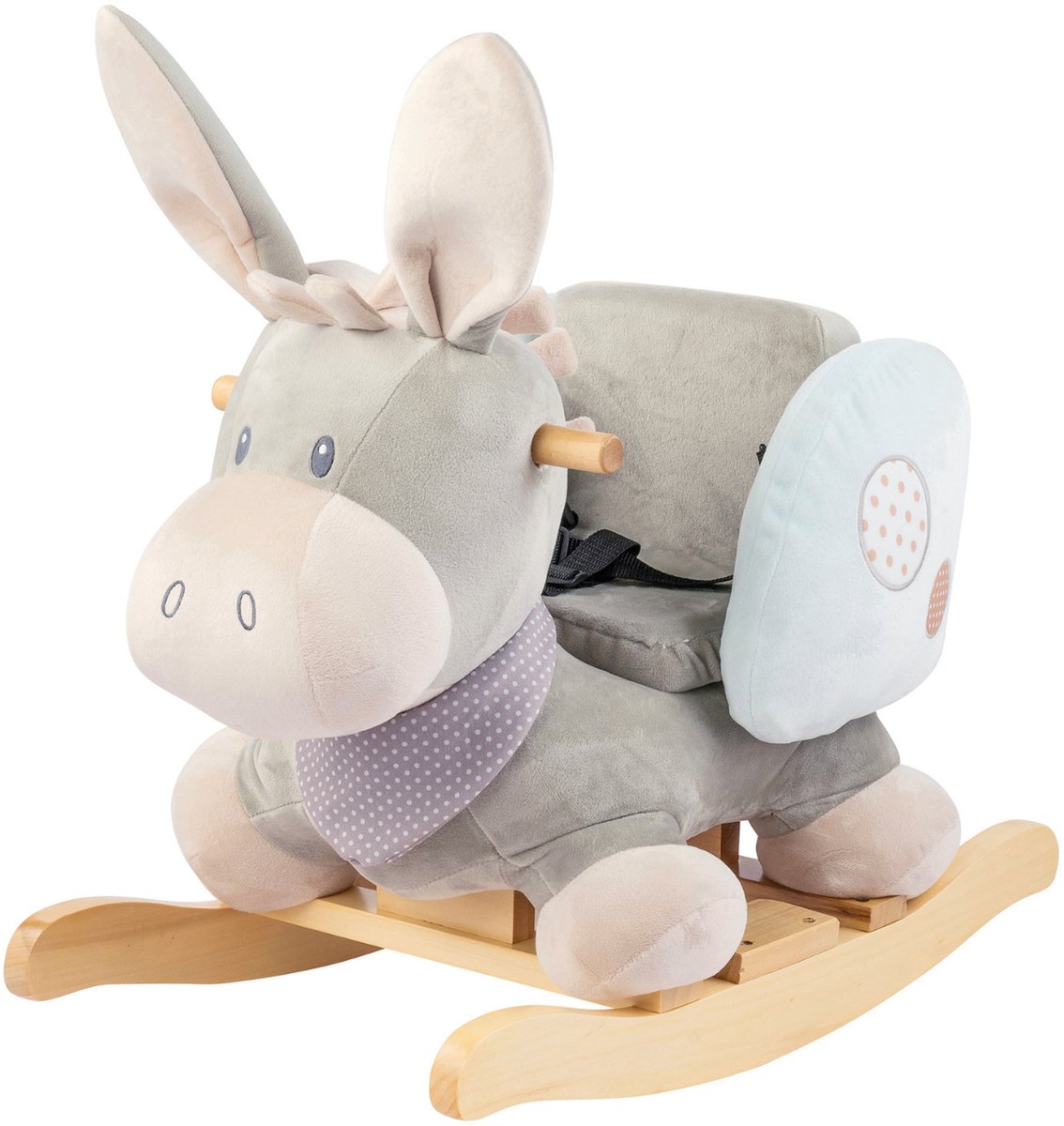 Nattou Cappuccino Hobbelpaard Ezel - 60 cm - Schommelpaard - Baby Speelgoed - Grijs en Blauw — afbeelding 3