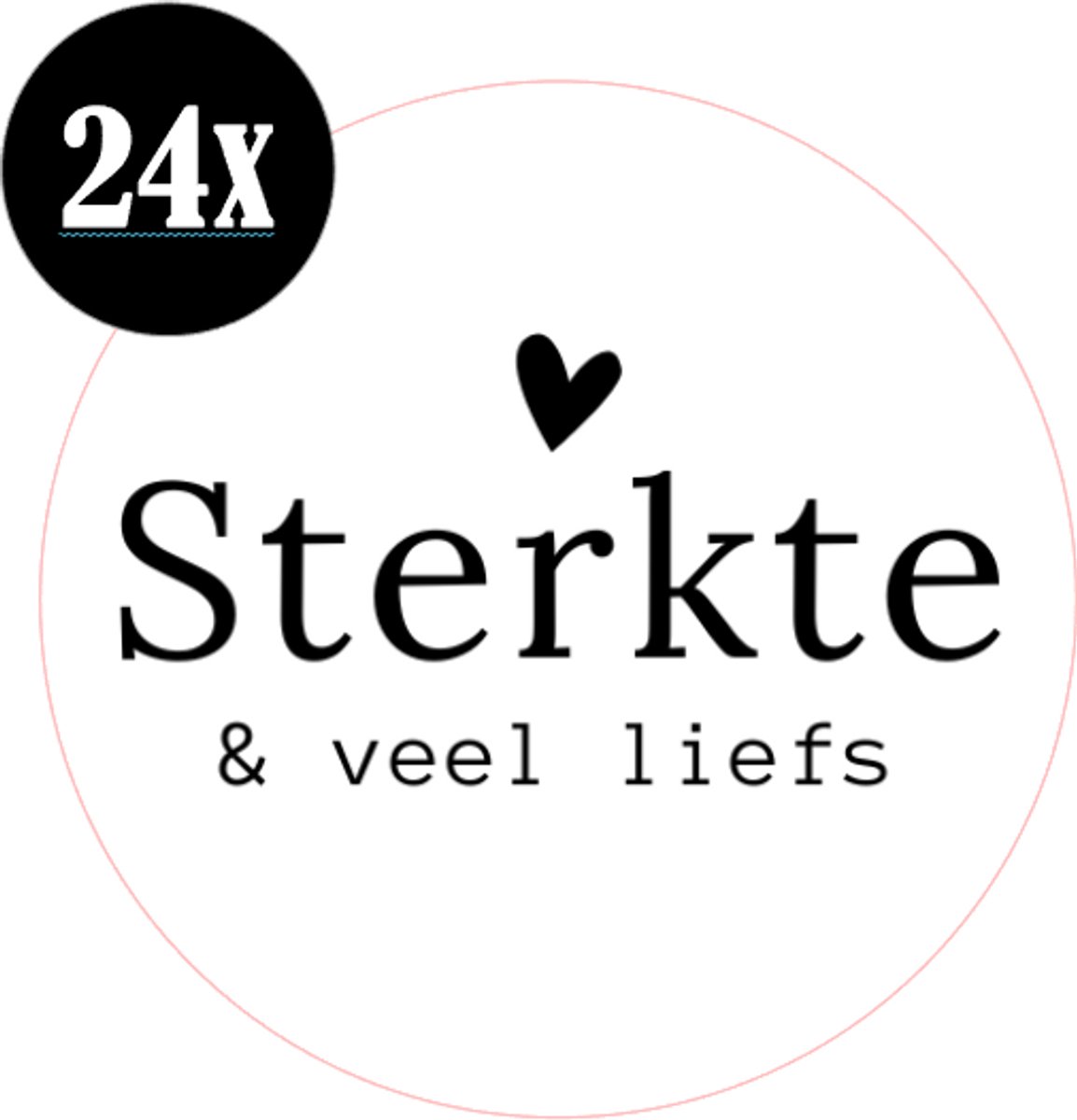 24x Sluitstickers - Sterkte en veel liefs - Sluitzegel - sticker - beterschap - 40mm - matte sicker