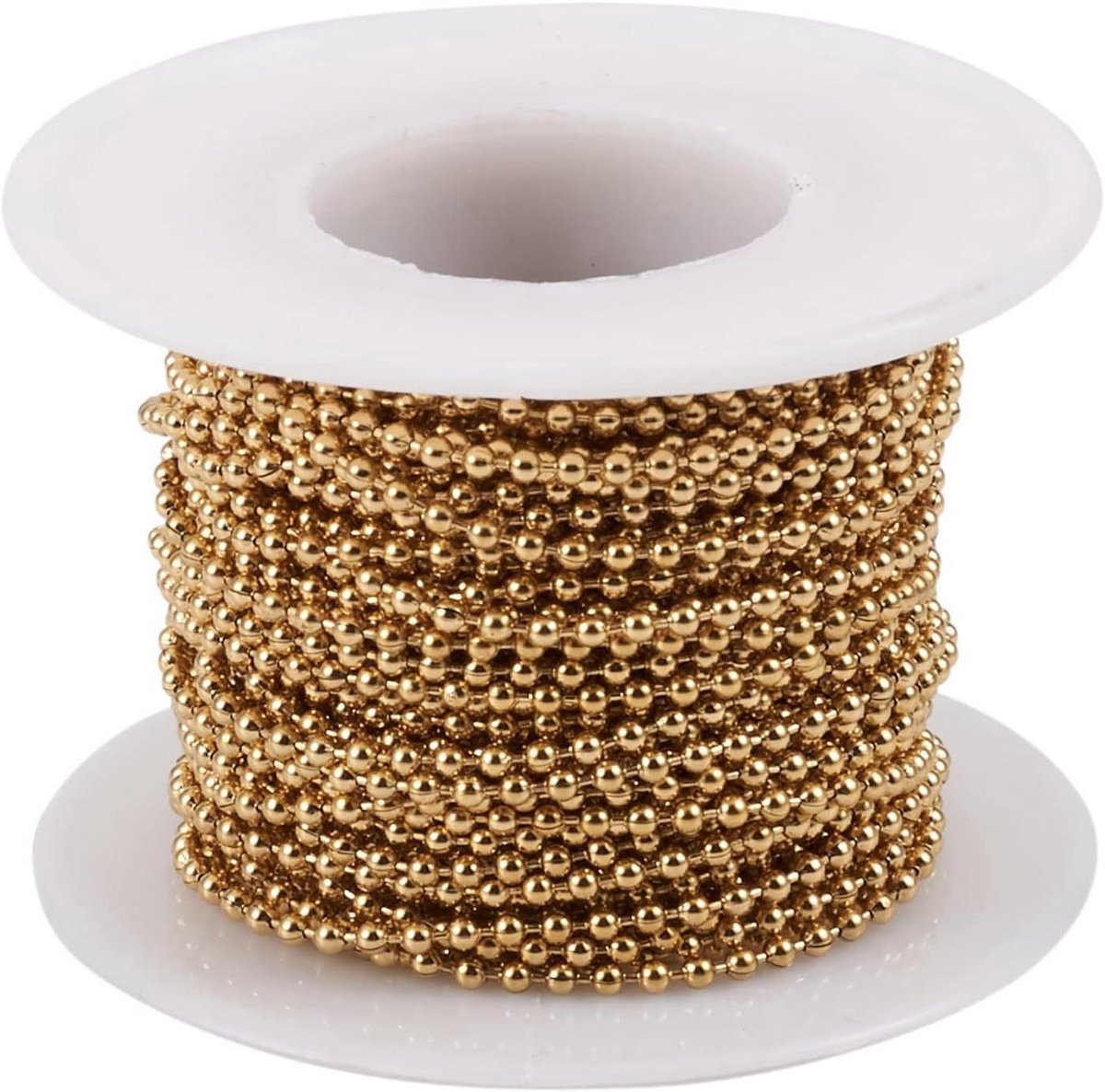 Ronte - Ball Chain van 2mm roestvrij staal voor sieraden maken - 10 meter - Goudkleurig.