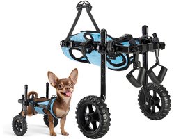 VEVOR Hondenrolstoel voor Achterpoten, Verstelbare Rolstoel voor Huisdieren, Lichtgewicht Hondenbuggy met Schokabsorberende Wielen, Ondersteunende Rolstoelen voor Gehandicapten, Gewonde Honden Tot 10 Kg, XS