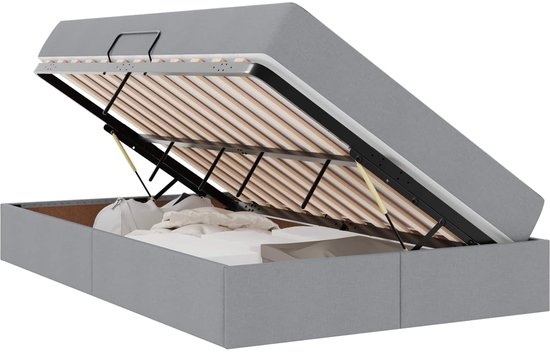 vidaXL - Lit de rangement - avec - Matras - Gris clair - 120 - x - 190 - cm - Polyester