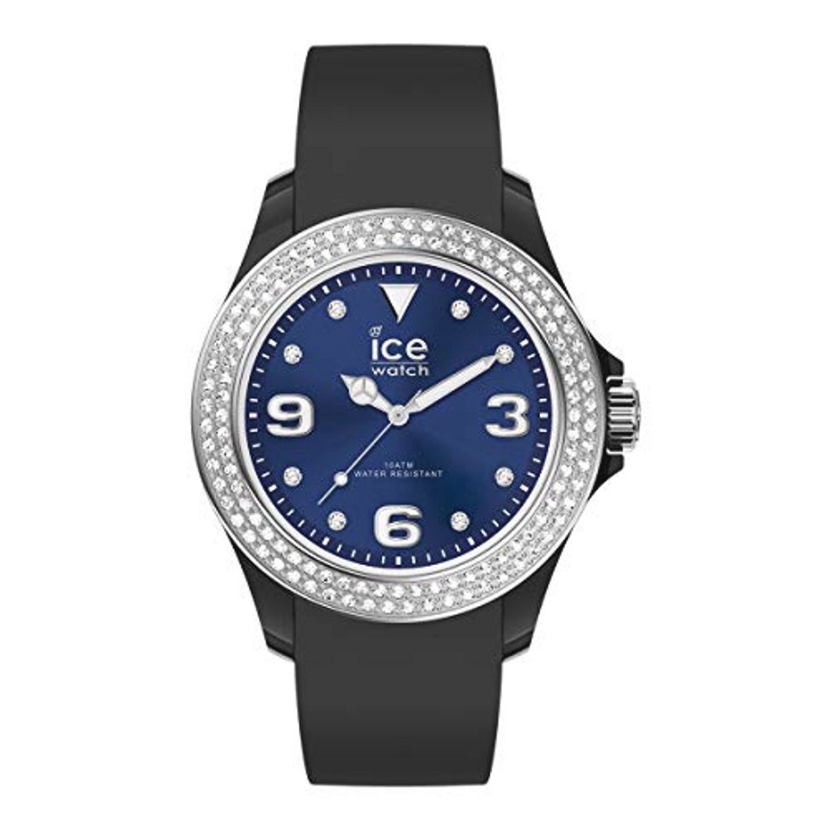 Zwarte Dameshorloge met Siliconen Strap - Elegante ICE Star Collectie