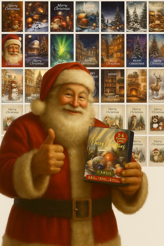 luxe kerstkaarten met enveloppen en stickers 24 stuks- wenskaarten - 15x10 cm - kerstkaarten 2026 -