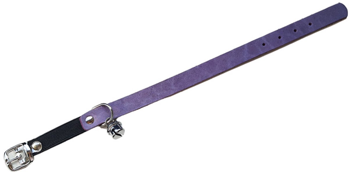 Animal Boulevard - kattenhalsband - country leather - purple- 14mm x 23-26 cm - met elastiek en belletje