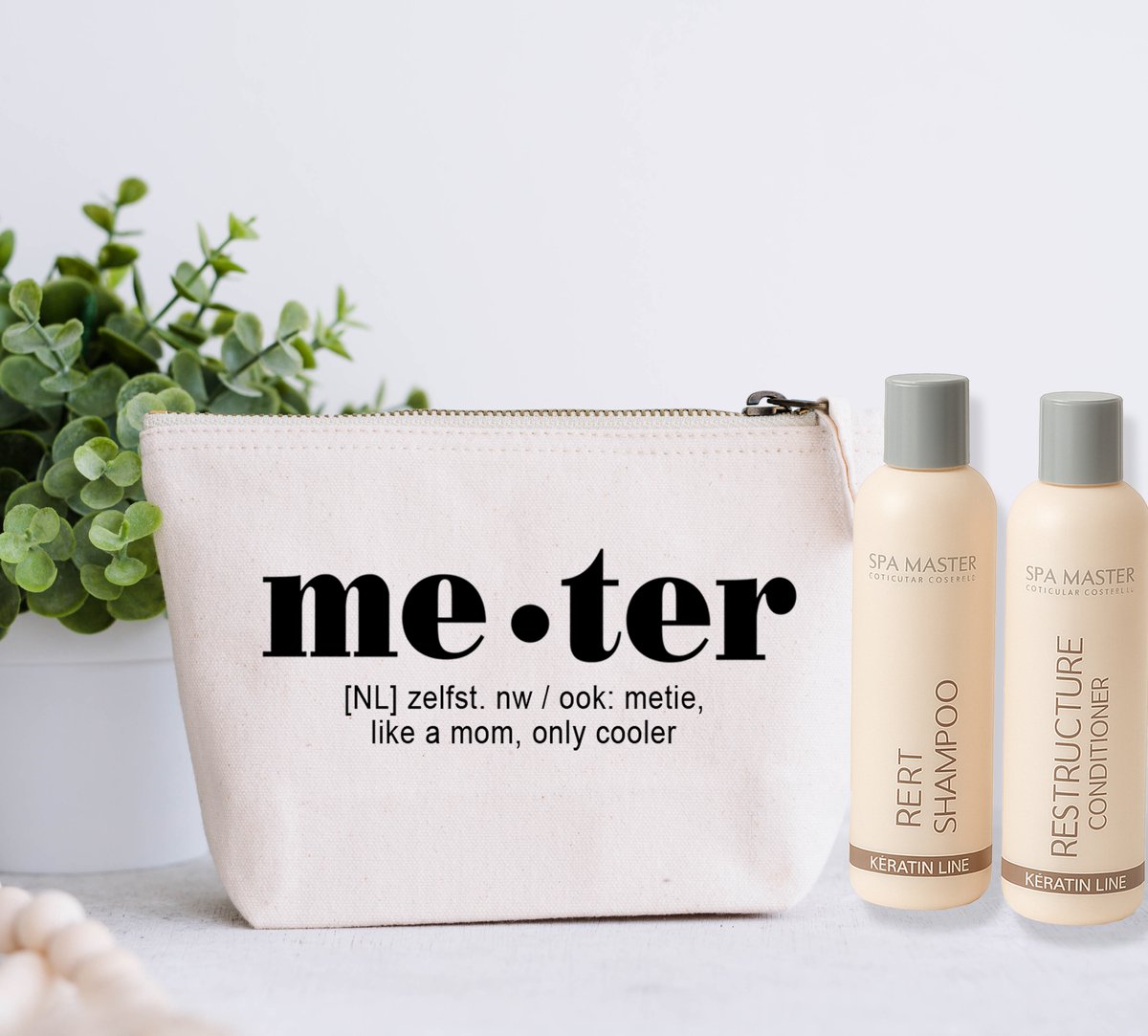 Cadeauset meter - Toilettas met producten - Cadeau meter - Metie - Haarproducten