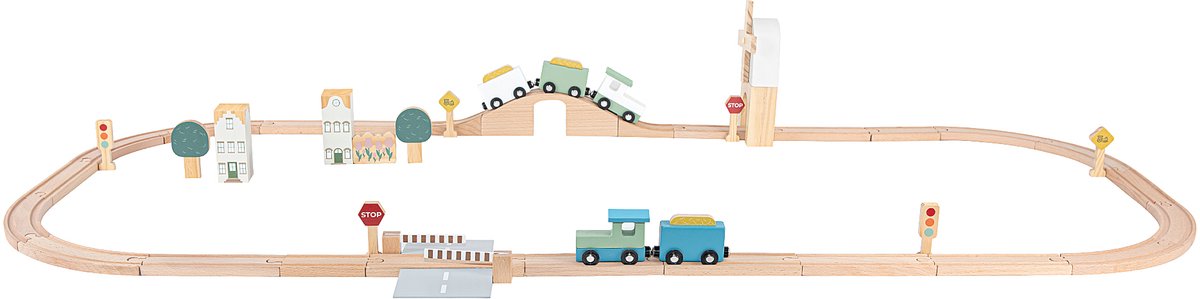 Babiem® Felix - Houten Treinbaan - 48-Delig set - Treinbaan - Trein - Speelgoed Trein - Voor Jongens en Meisjes - Treinset - FSC Hout