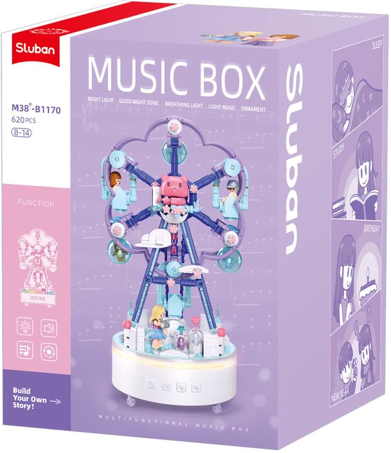 Sluban - Gelukkige Ster Muziekdoos, Muziekdoos reuzenrad, Bouw set reuzenrad, Muziekdoos, Bouw set muziekdoos van Sluban — afbeelding 2