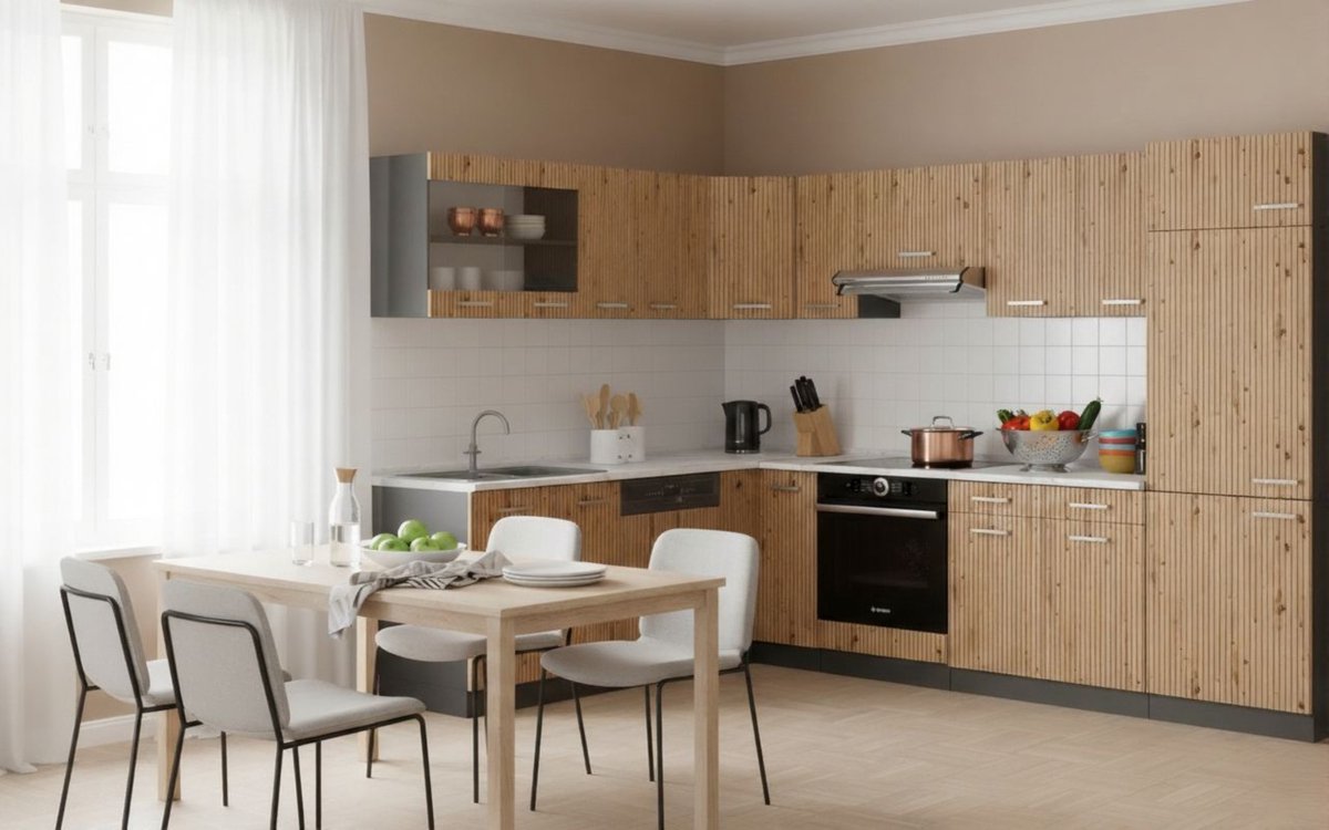 Hoekkeuken 227x287 cm – Luxe L-Vorm Keuken met Marmer Werkblad – Artisan Eiken & Antraciet – Moderne Design Keuken met Verstelbare Poten – Novihome