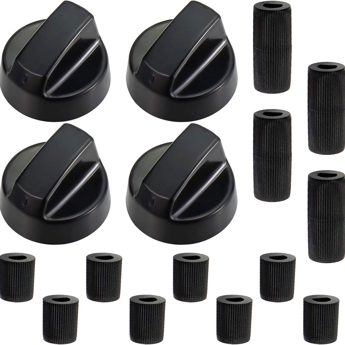 4-delige set, vervangende set voor draaiknop, binnendiameter 6mm8mm, vervangend onderdeel voor ovenknop, zwart
