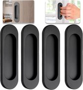 OIMG Deurgreep - Zelfklevende deurgrepen - set van 4 - Zelfklevend - balkondeurgrepen - kunststof zelfklevende balkondeurgrepen - aluminiumlegering - Geen gaten nodig - Geschikt voor schuifdeuren, ramen en kasten - zwart - 100 mm