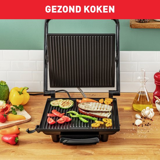 Tefal Inicio GC241D Contactgrill - Anti-aanbakplaten - Vet opvangbak - 2000W - RVS
