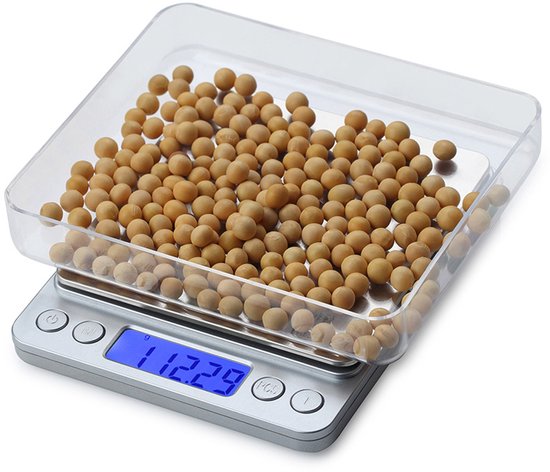 UNIWEIGH Digitale keukenweegschaal, 500 g/0,01 g gramweegschaal, kookweegschaal, digitaal gewicht gram en OZ met LCD-display, digitale sieraden koffieweegschaal met 2 laden, automatisch uit, tarra