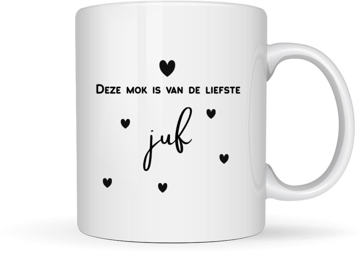 Mok “Deze mok is van de liefste juf” – Juffen Cadeau – Koffiemok / Theemok 330 ml