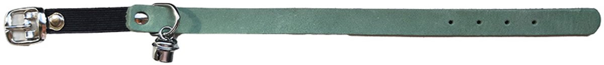 Animal boulevard - kattenhalsband - county leather - met elastiek en belletje - 14 mm x 23-26 cm - groen