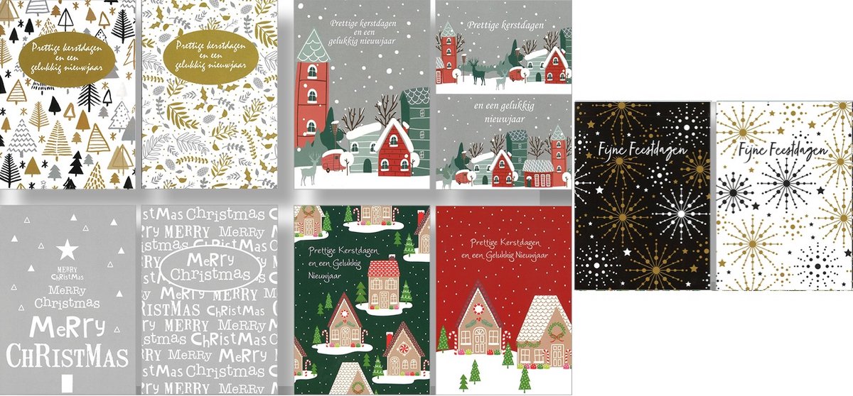 50 Luxe Kerstkaarten en Nieuwjaarskaarten met Enveloppen - 5x10