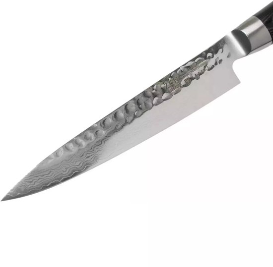 Yaxell Japonais - Série Zen - Couteau à Découper - Acier VG-10 - 61 HRC - Lame 15 cm - Acier Damas 37 Couches - Manche Toile-Micarta