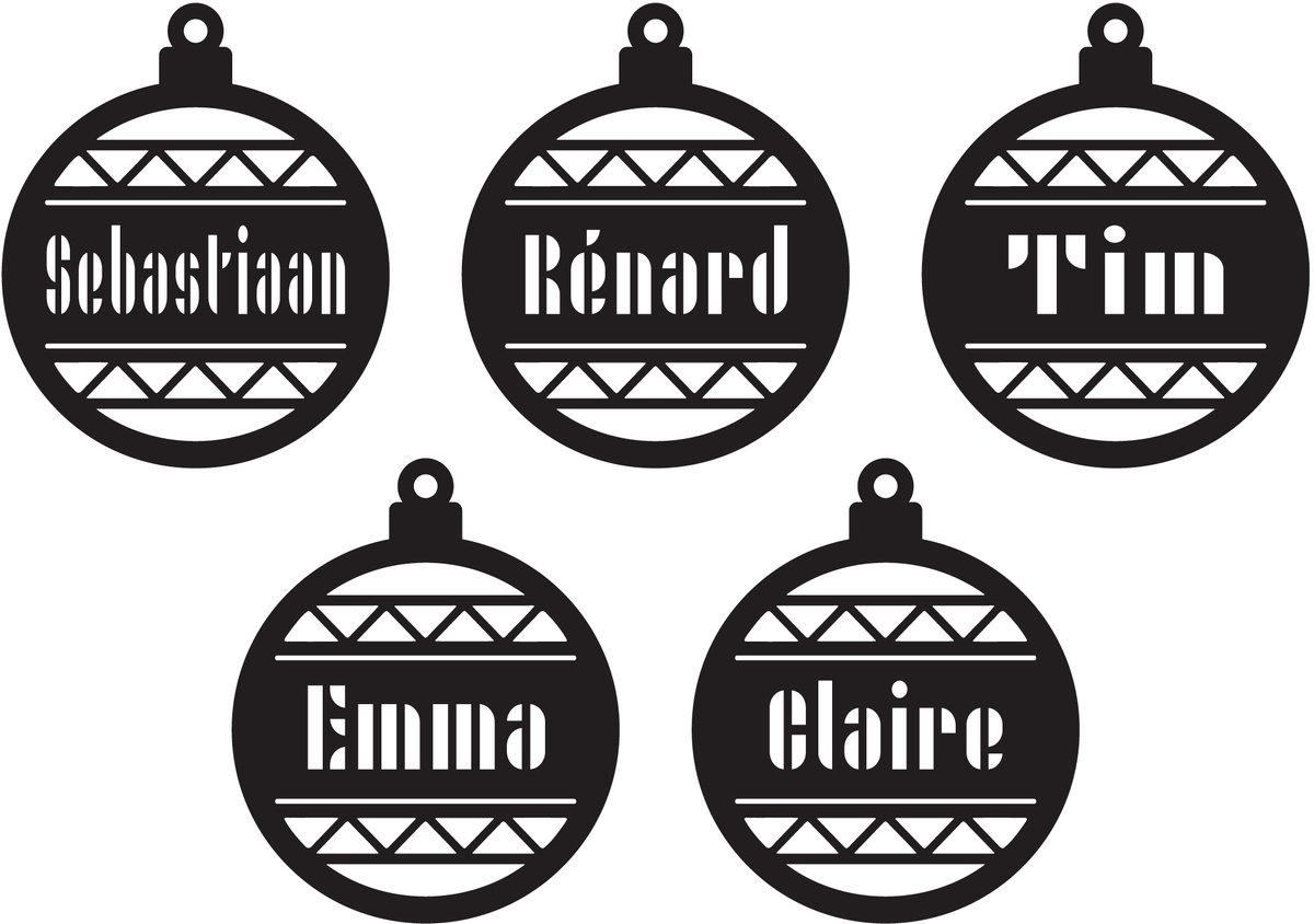 Gepersonaliseerde kerstballen uit hout (Set van 5 stuks) - Personalised Wooden Christmas balls - Boules de Noël en bois, Tags: Kerstmis Kerstcadeau Geschenk Kerstbal Naam Eindejaarsgeschenk Winter Kerstboom Secret Santa Familiegeschenk Simpel