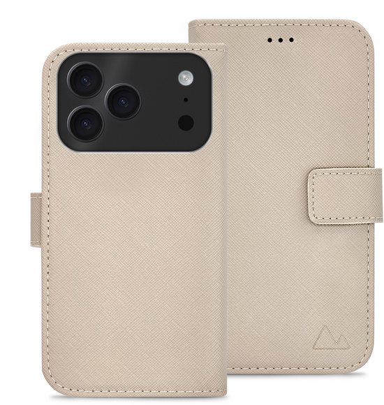 Étui de téléphone taupe chaud de My Style, surface texturée, fermeture magnétique. Côté et découpe de l'appareil photo visibles.