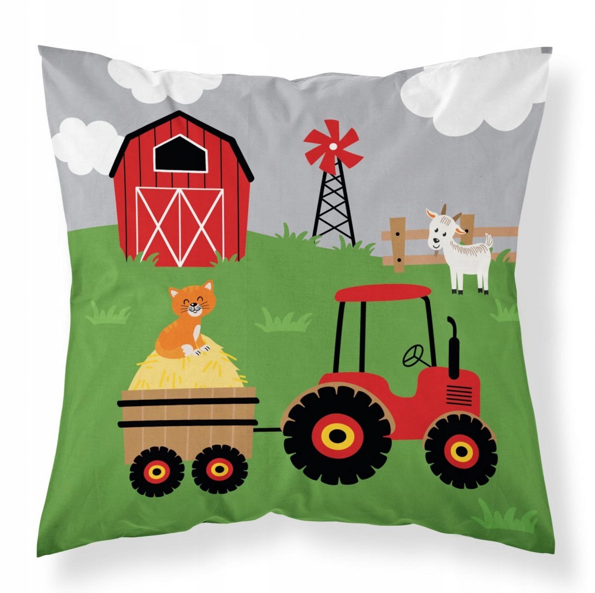 Maya Moo Kussenhoes Boerderij 40x40 cm Grijs - Kinderkamer